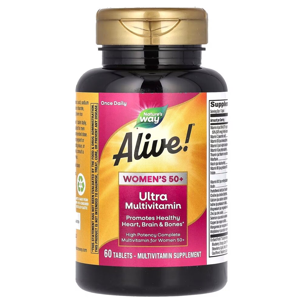 Вітаміни та мінерали Nature's Way Alive! Once Daily Women's 50+ Ultra Potency, 60 таблеток. Фото 2