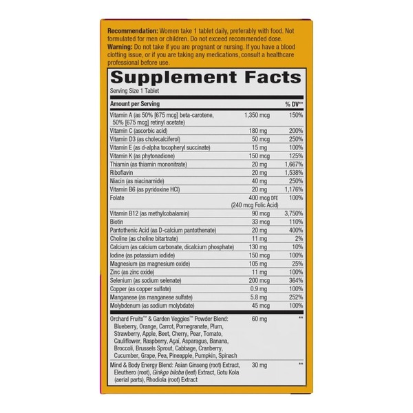 Вітаміни та мінерали Nature's Way Alive! Once Daily Women's 50+ Ultra Potency, 60 таблеток. Фото 3