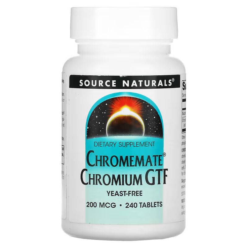 Витамины и минералы Source Naturals Chromemate Chromium GTF 200 mcg Yeast-Free, 240 таблеток