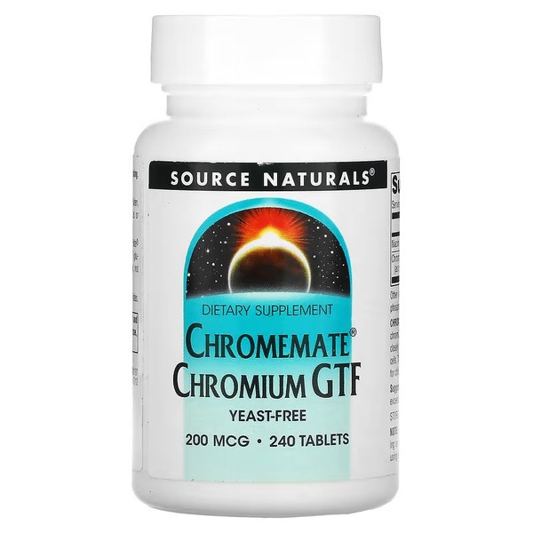 Витамины и минералы Source Naturals Chromemate Chromium GTF 200 mcg Yeast-Free, 240 таблеток