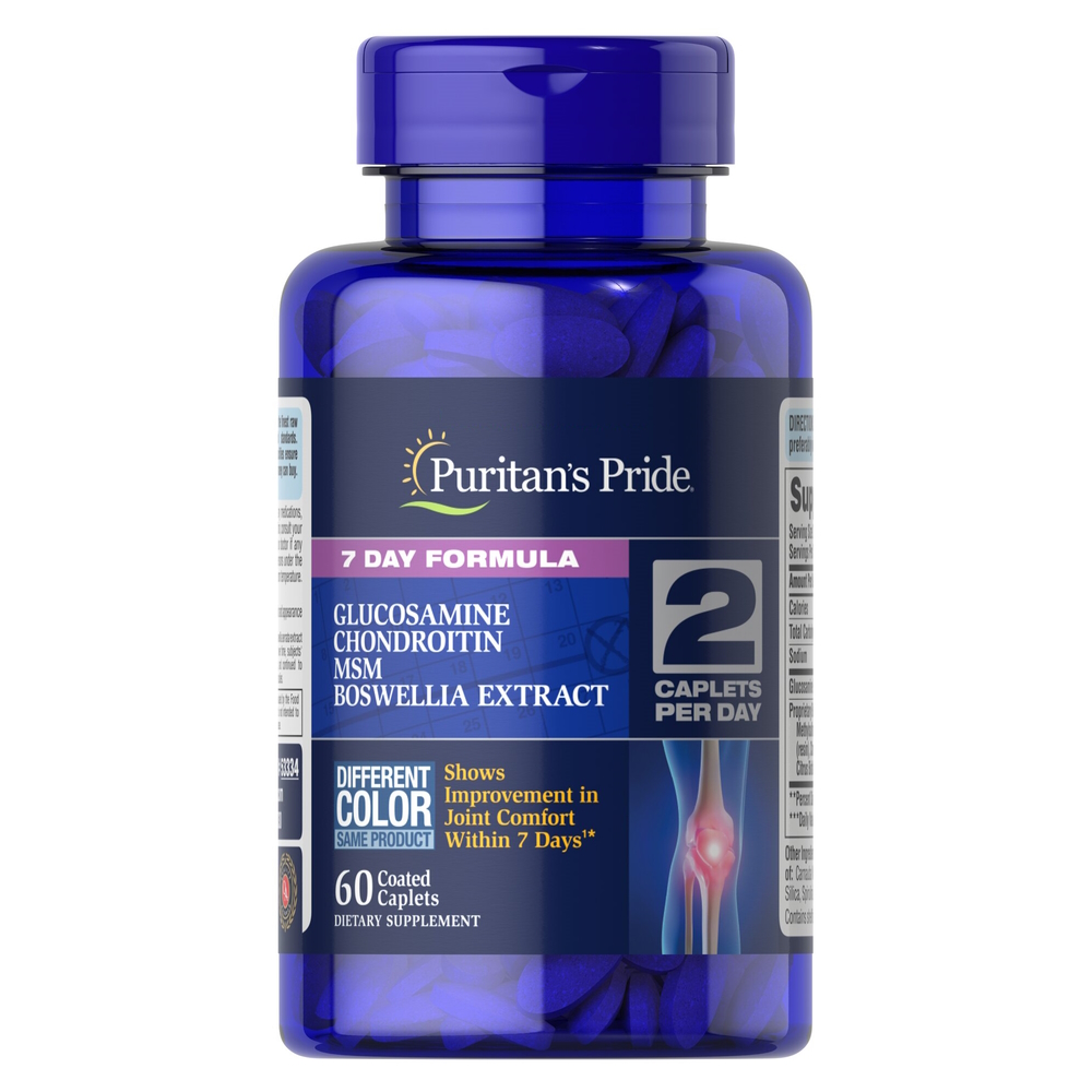 Хондропротектор Puritan's Pride 7 Day Formula Joint Soother, 60 каплет для підтримки опорно-рухового апарату