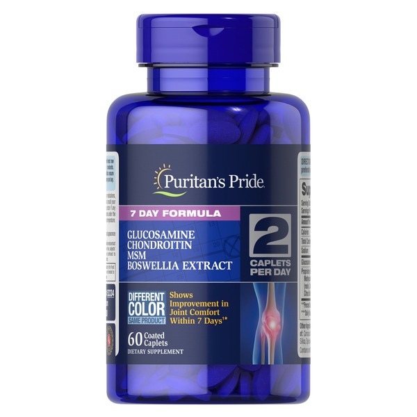 Хондропротектор Puritan's Pride 7 Day Formula Joint Soother, 60 каплет для підтримки опорно-рухового апарату