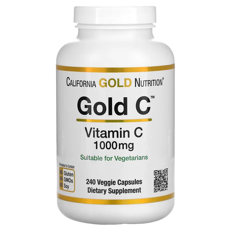 Витамин C California Gold Nutrition Gold C, 240 вегакапсул для поддержания иммунитета и кожи