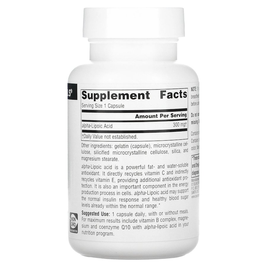 Альфа-ліпоєва кислота Source Naturals Alpha Lipoic Acid 300 mg, 60 капсул антиоксидантний захист. Фото 2