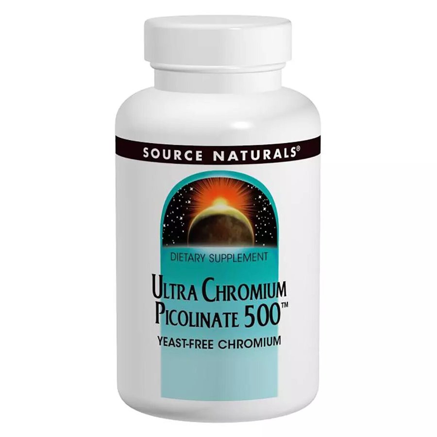 Піколінат хрому Source Naturals Ultra Chromium Picolinate 500 mcg Yeast-Free, 60 таблеток для підтримки рівня цукру в крові