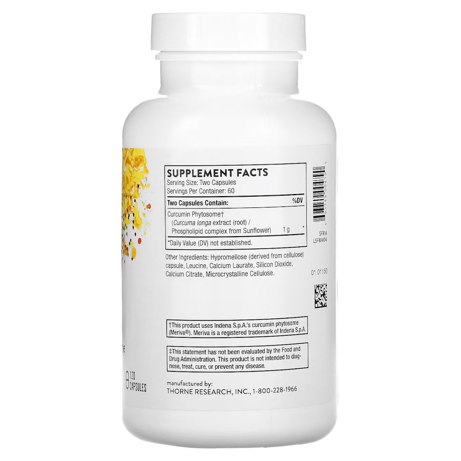 Куркумін Thorne Curcumin Phytosome 1000 mg, 120 капсул. Фото 2