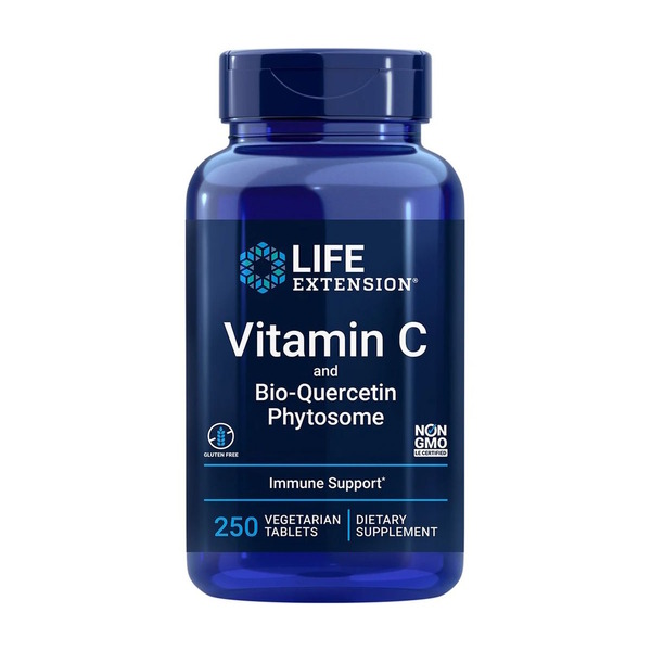 Витамин С и фитосома био-кверцетина Life Extension Vitamin C and Bio-Quercetin Phytosome, 250 таблеток для поддержки сердечно-сосудистой системы