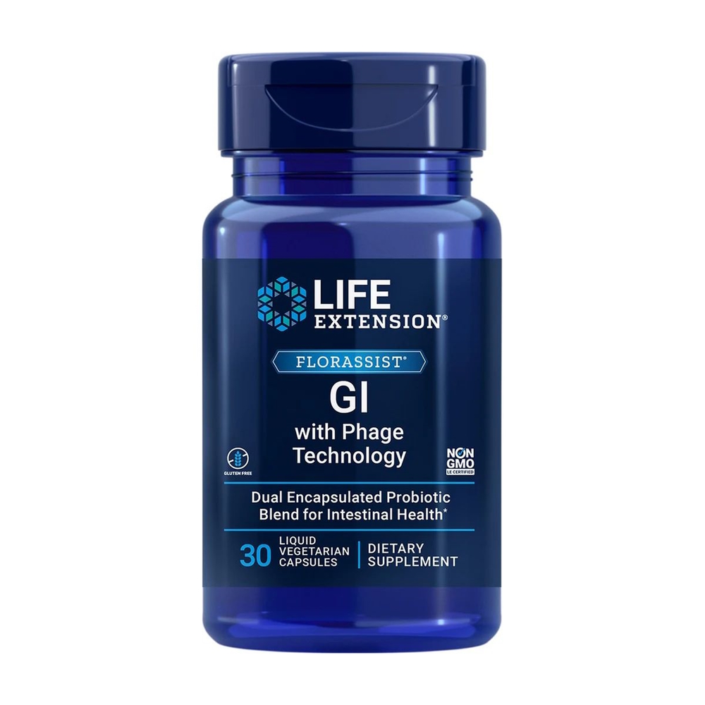 Пробіотик Life Extension FLORASSIST Probiotic GI with Phage Technology, 30 вегакапсул для підтримки травної системи