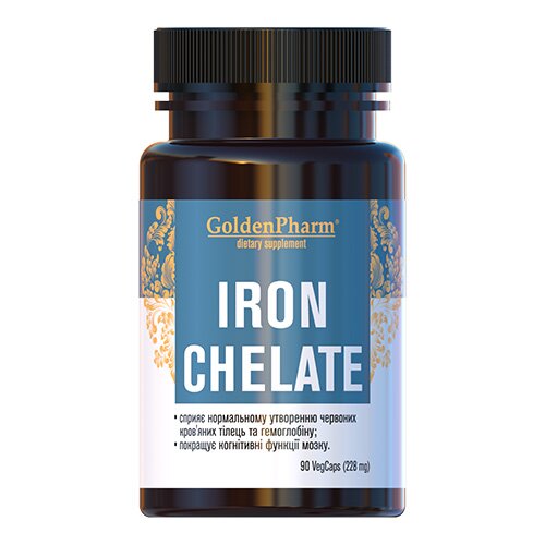 Вітаміни та мінерали Golden Pharm Iron Chelate, 90 вегакапсул