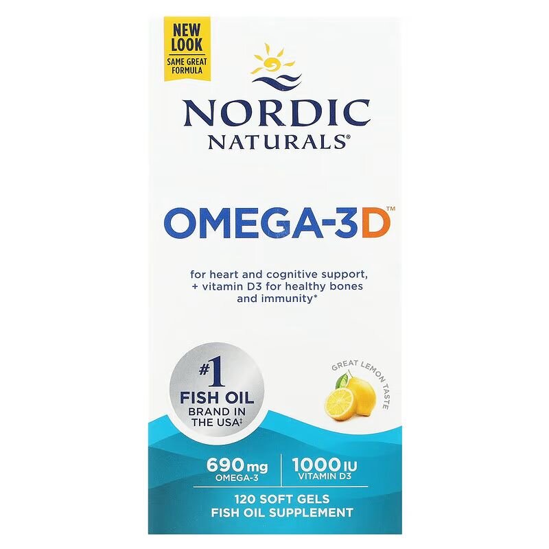 Жирні кислоти Nordic Naturals Omega-3D, 120 капсул. Фото 2