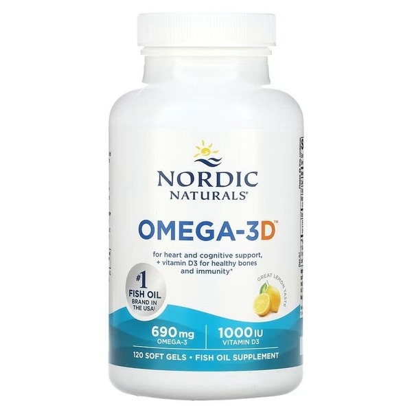 Жирні кислоти Nordic Naturals Omega-3D, 120 капсул