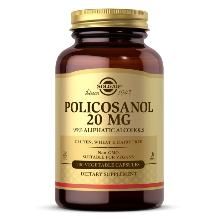 Поликозанол Solgar Policosanol 20 mg, 100 вегакапсул для поддержки сердечно-сосудистой системы