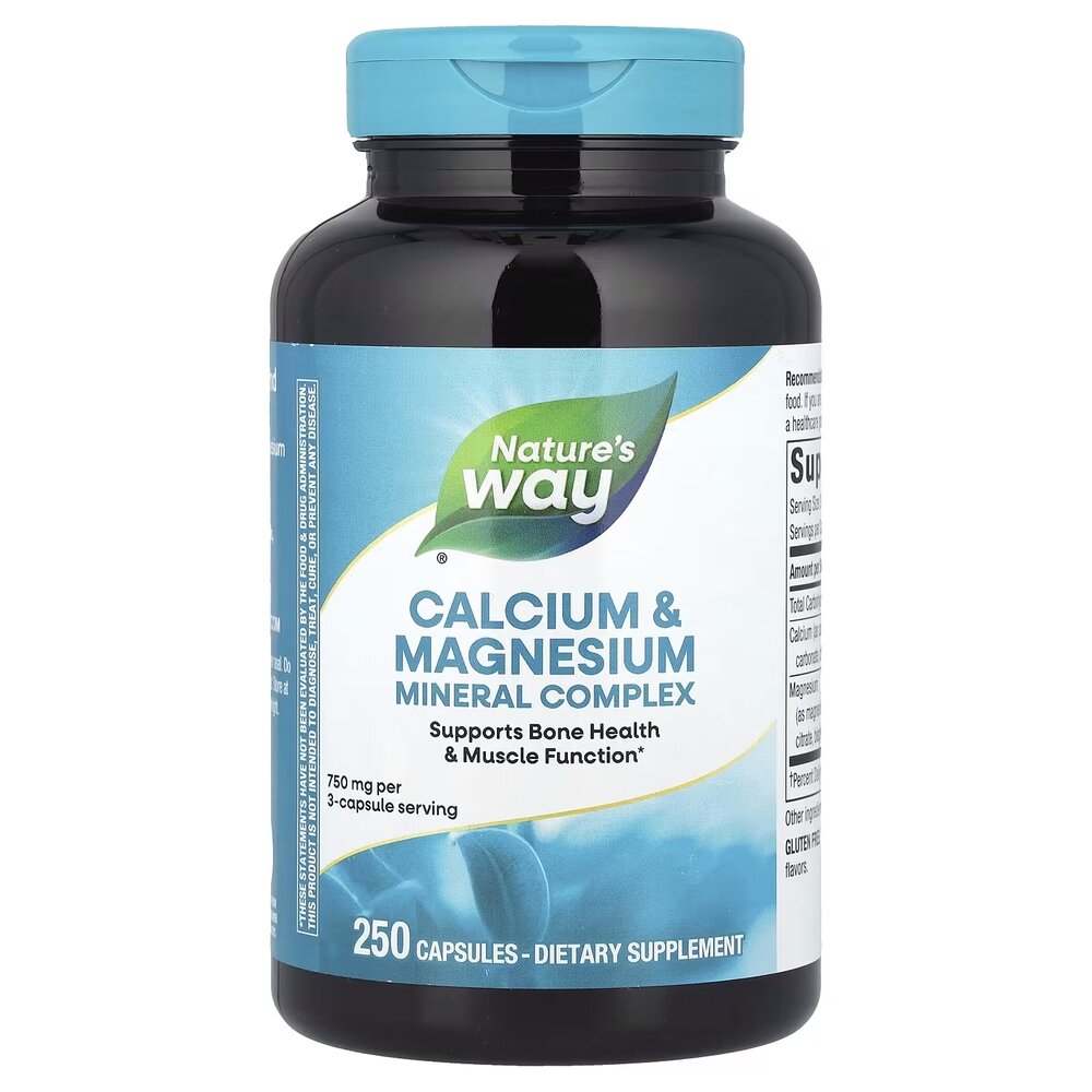 Кальцій та магній Nature's Way Calcium & Magnesium, 250 капсул для підтримки кісток, зубів