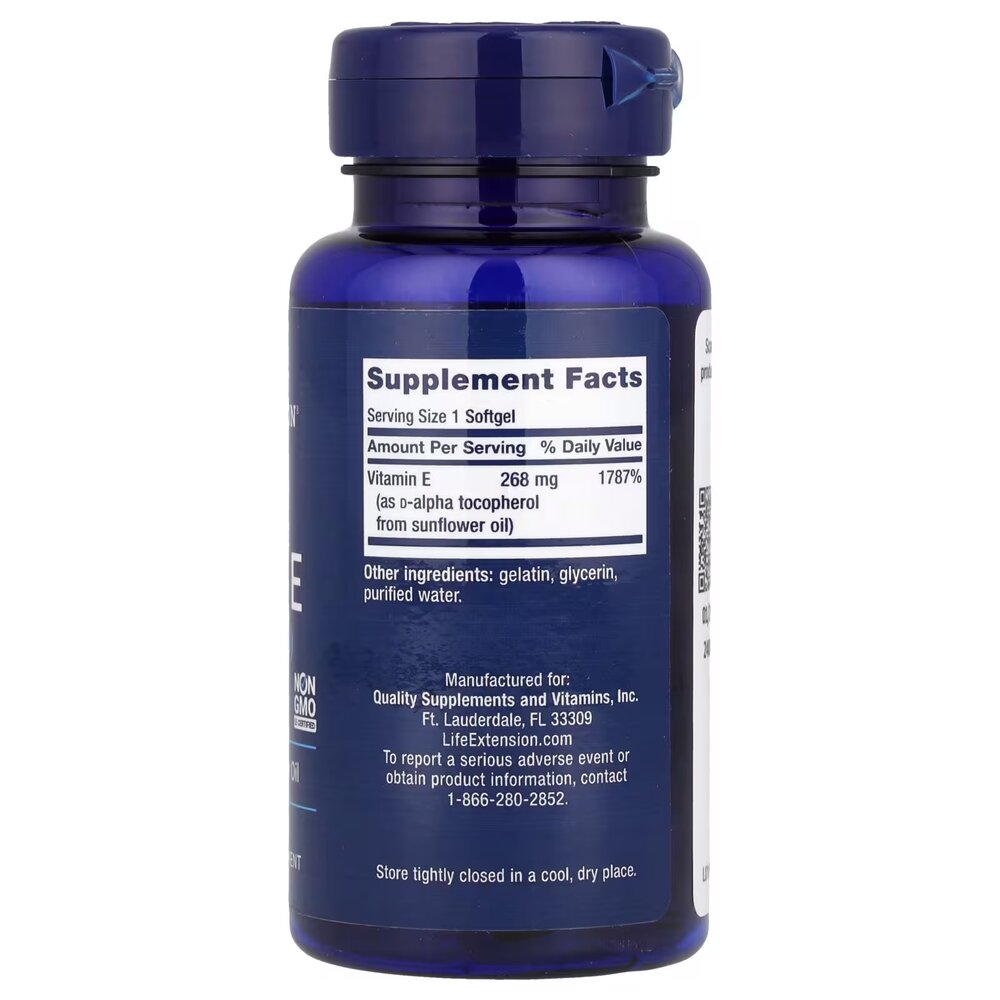 Витамин Е Life Extension Super Vitamin E 268 mg, 90 капсул для поддержки сердца, мозга и иммунной системы. Фото 2