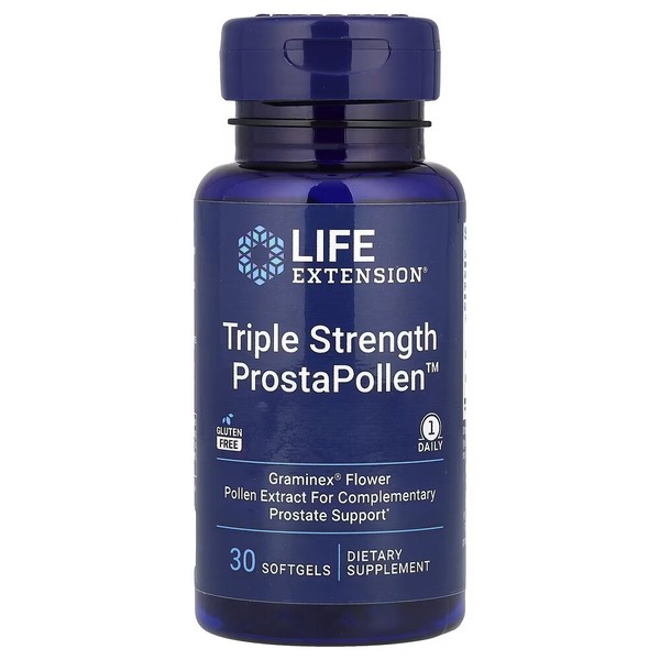 Натуральна добавка Life Extension ProstaPollen Triple Strength, 30 капсул для підтримки здоров'я передміхурової залози