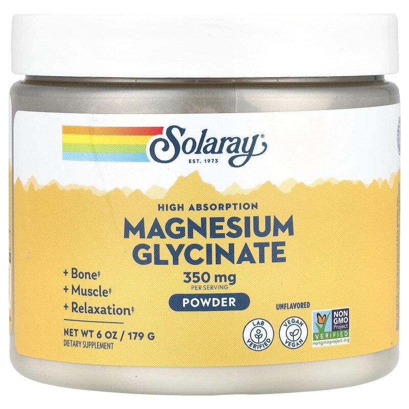 Бисглицинат магния Solaray Magnesium Glycinate 350 mg High Absorption, 179 грамм