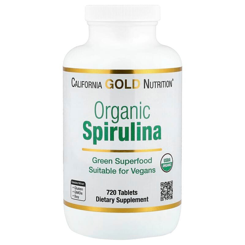 Органічна спіруліна California Gold Nutrition Organic Spirulina, 720 таблеток