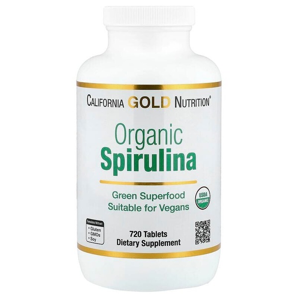 Органічна спіруліна California Gold Nutrition Organic Spirulina, 720 таблеток