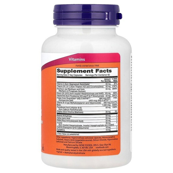 Коэнзимный комплекс витаминов NOW Coenzyme B-Complex, 120 вегакапсул. Фото 2