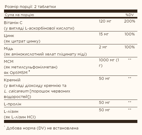 Skin Nails & Hair Advanced MSM - 120 tabs (Пошкоджена етикетка). Фото 2