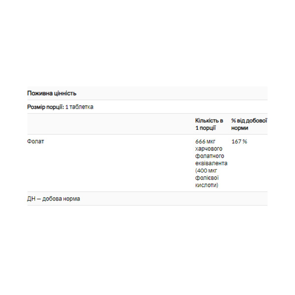 Folic Acid 400mcg - 250 tab. Фото 2