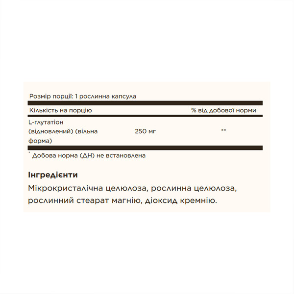 Solgar Reduced L-Glutathione 250 мг, 60 капсул. Фото 2