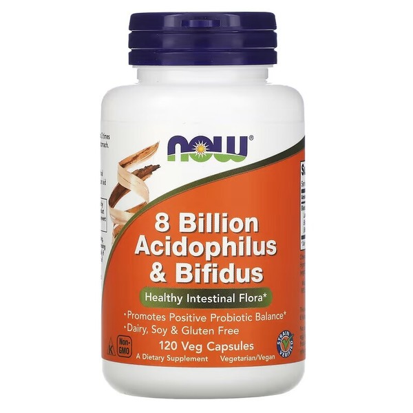 Пробіотики і пребіотики NOW 8 Billion Acidophilus & Bifidus, 120 вегакапсул