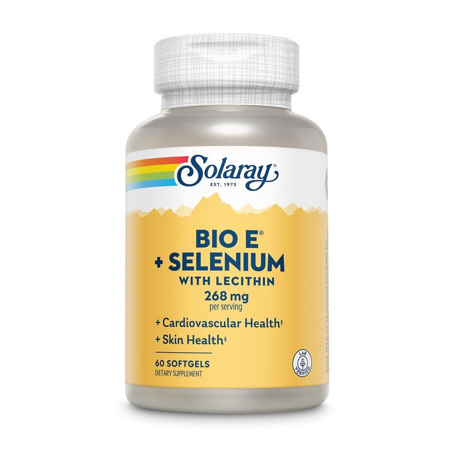 Вітамін E із селеном і лецитином Solaray Bio Vitamin E + Selenium 268 mg, 60 капсул