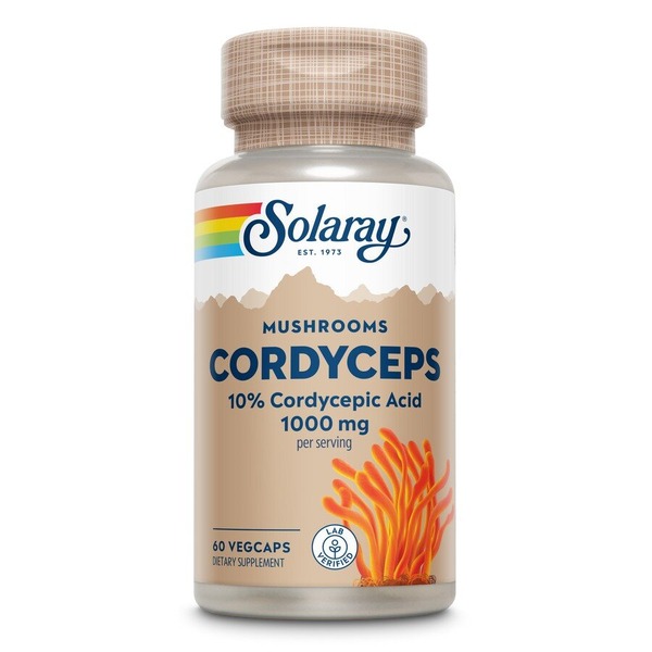 Экстракт кордицепса Solaray Cordyceps Mushroom 10% Cordycepic Acis 1000 mg, 60 вегакапсул