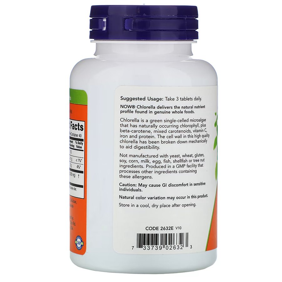 Натуральна добавка NOW Chlorella 1000 mg, 120 таблеток. Фото 3