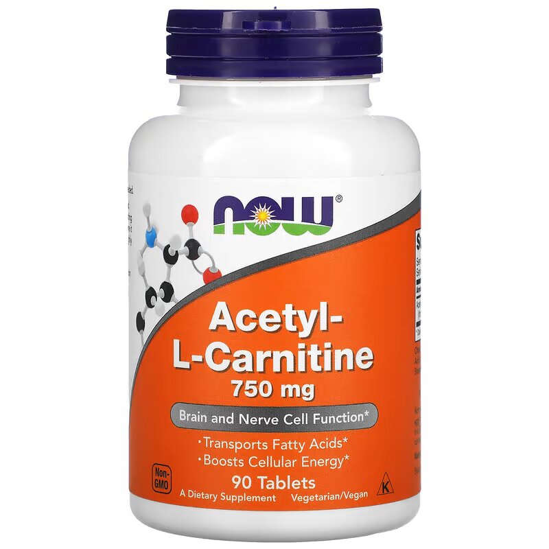 Жироспалювач NOW Acetyl-L-Carnitine 750 mg, 90 таблеток