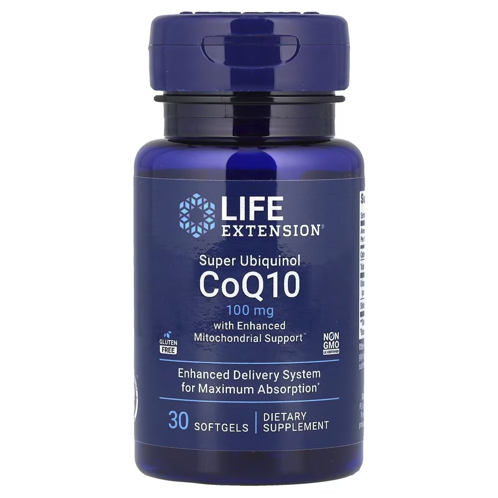 Коензим Q10 Life Extension Super Ubiquinol CoQ10 100 mg with Enhanced Mitochondrial Support, 30 капсул з покращеною мітохондріальною підтримкою