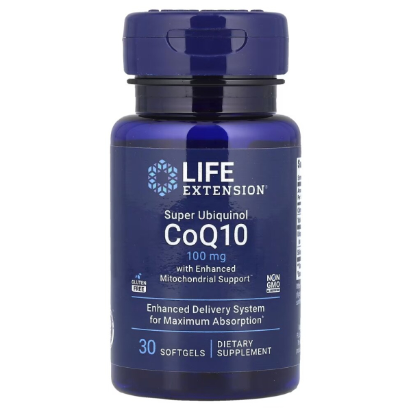 Коензим Q10 Life Extension Super Ubiquinol CoQ10 100 mg with Enhanced Mitochondrial Support, 30 капсул з покращеною мітохондріальною підтримкою