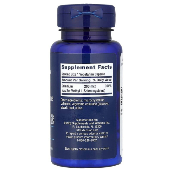 Вітаміни та мінерали Life Extension Se-Methyl L- Selenocysteine 200 mcg, 90 вегакапсул. Фото 2