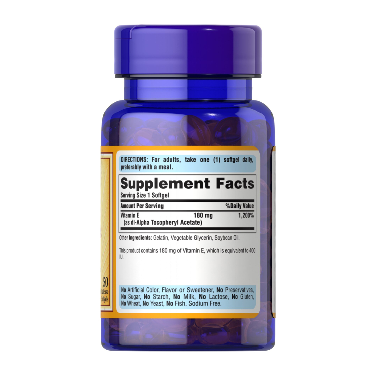 Vitamin E-400 IU - 50 softgels. Фото 2