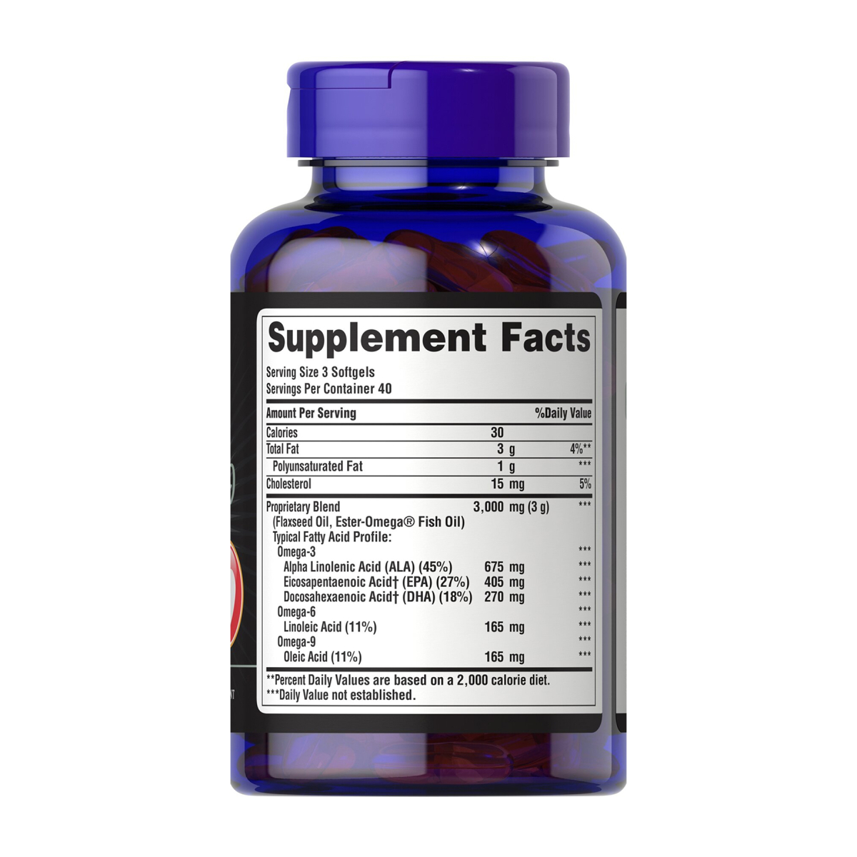 Triple Omega 3-6-9 Fish & Flax Oils - 120 softgels. Фото 2