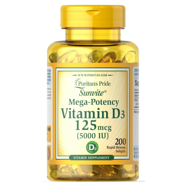 Вітаміни та мінерали Puritan's Pride Vitamin D3 5000 IU, 200 капсул