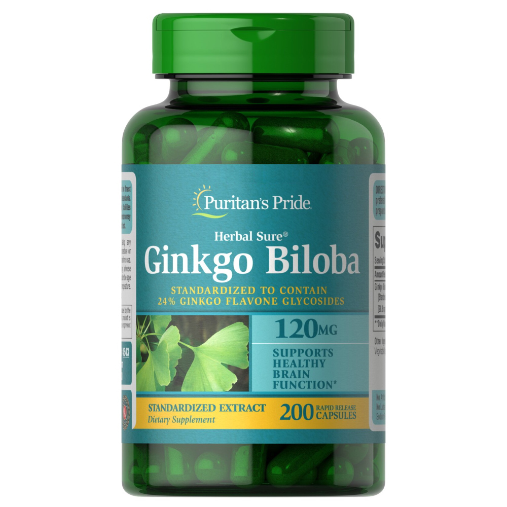Натуральна добавка Puritan's Pride Ginkgo Biloba 120 mg, 200 капсул