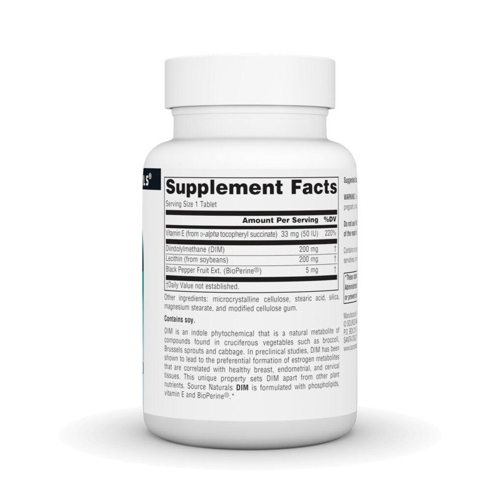 Натуральна добавка Source Naturals DIM 200 mg, 30 таблеток. Фото 2