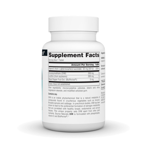Натуральна добавка Source Naturals DIM 200 mg, 30 таблеток. Фото 2