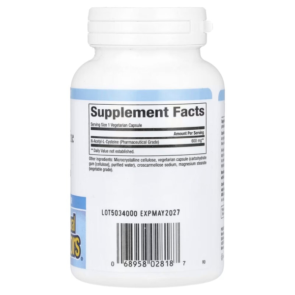 N-ацетил-L-цистин Natural Factors N-Acetyl-L-Cysteine 600 mg, 60 вегакапсул для антиоксидантной поддержки. Фото 2