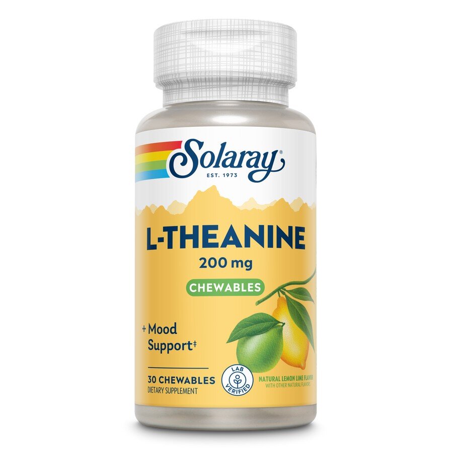 Амінокислота Solaray L-Theanine 200 mg, 30 жувальних таблеток