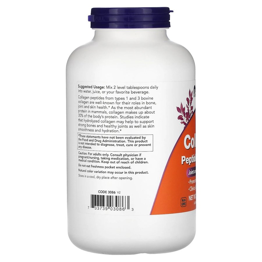 Гідролізований колаген NOW Collagen Peptides Powder, 227 грам для підтримки шкіри, волосся, нігтів. Фото 3