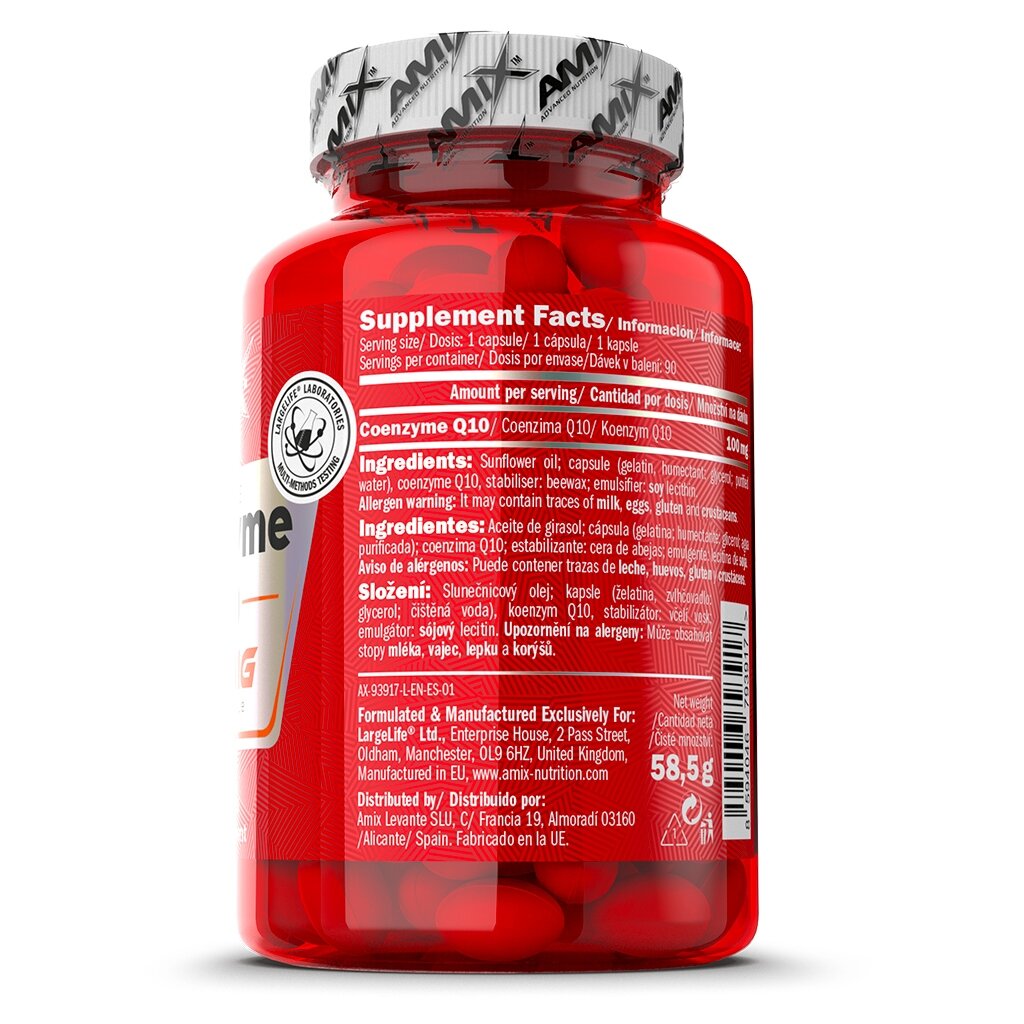 Натуральна добавка AMIX Coenzyme Q10 100 mg, 90 капсул. Фото 3