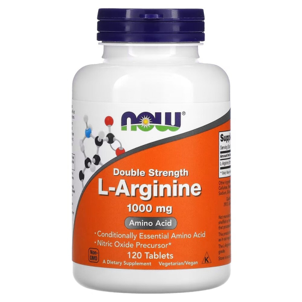 Аргинин NOW L-Arginine 1000 mg Double Strength, 120 таблеток