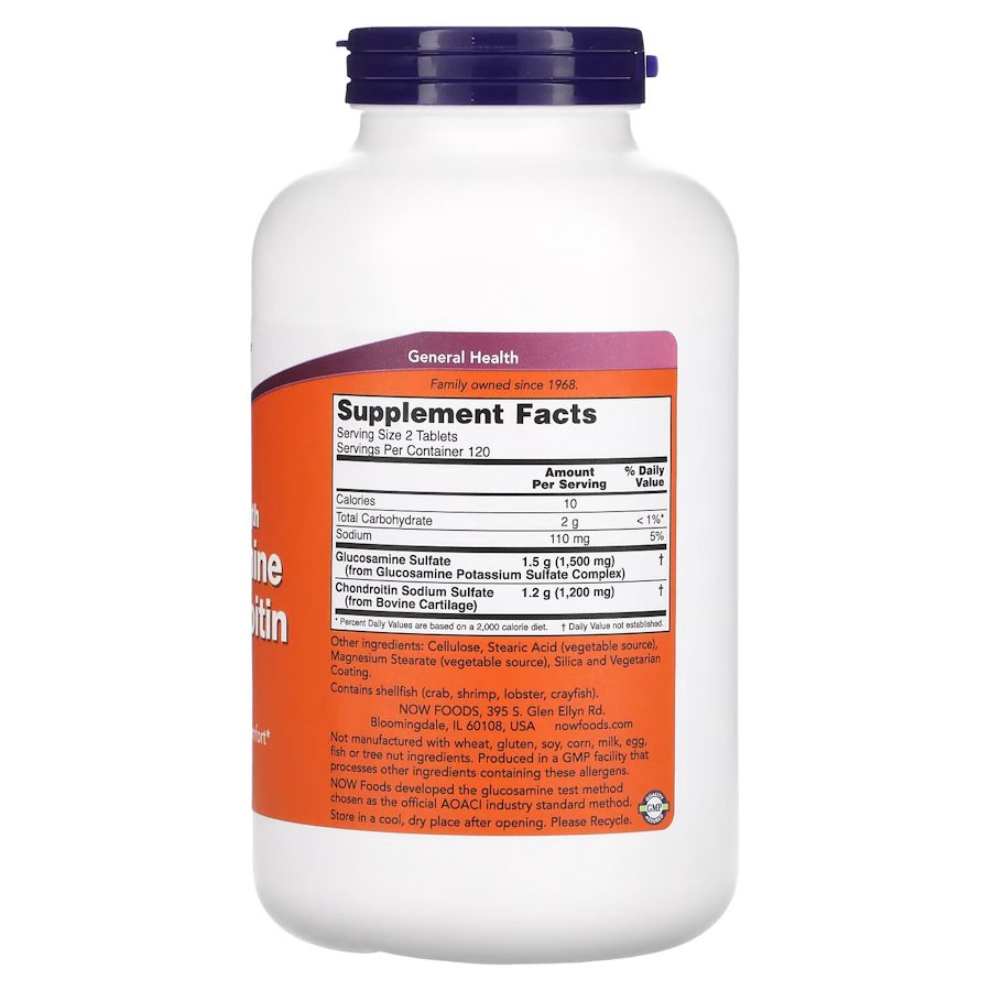 Препарат для суглобів і зв'язок NOW Glucosamine & Chondroitin Extra Strength, 240 таблеток. Фото 2