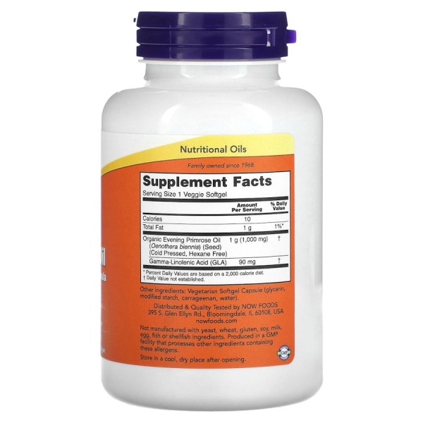 Олія примули вечірньої NOW Evening Primrose Oil 1000 mg, 90 вегакапсул. Фото 2