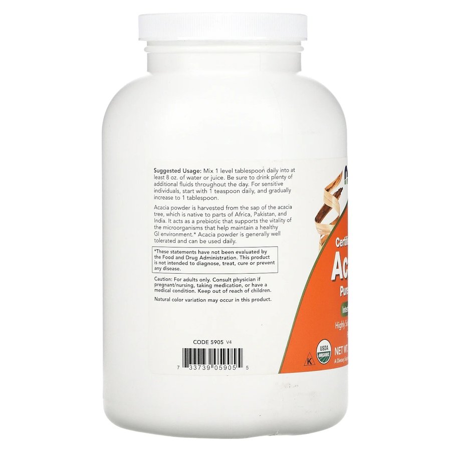 Порошок акації NOW Acacia Fiber, 340 грам для травної системи. Фото 3