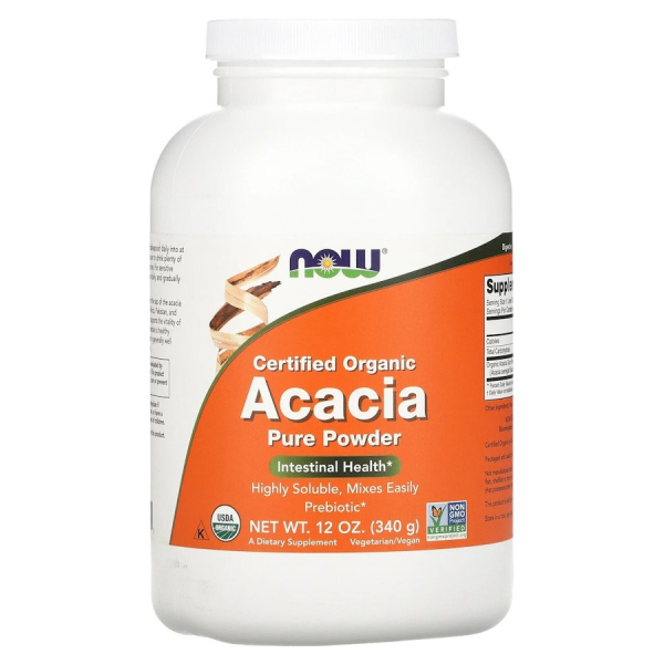 Порошок акації NOW Acacia Fiber, 340 грам для травної системи