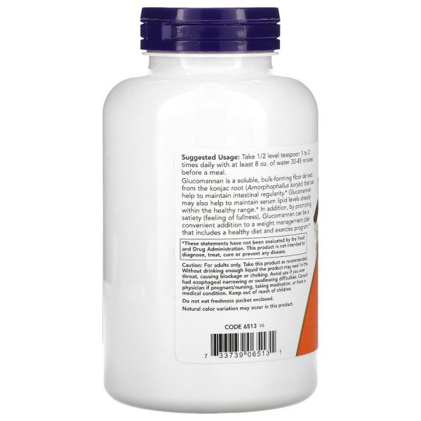 Порошок з кореня коньяку NOW Glucomannan, 227 грам для роботи кишечника. Фото 5